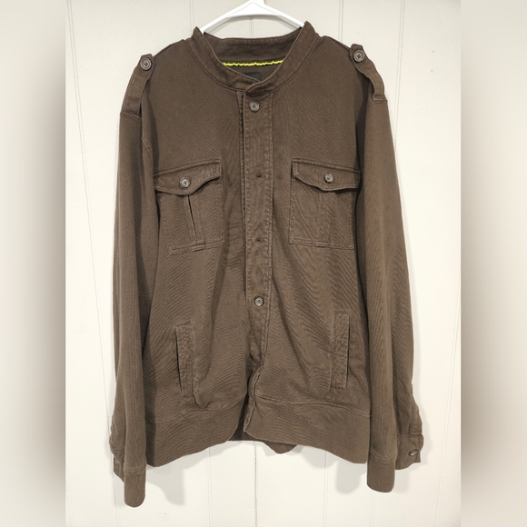J Ferrar Mens XXL Brown Shacket Shirt Jacket Button Up Work Pockets 100% Cotton - Picture 1 of 5